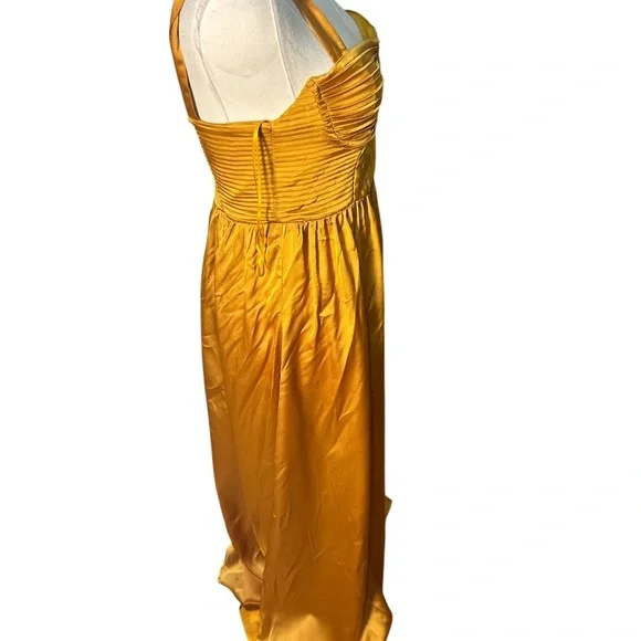 NWT ASTR The Label Pleated Bustier Midi Party Dress Gold XS Satin Slip Style - Picture 3 of 8